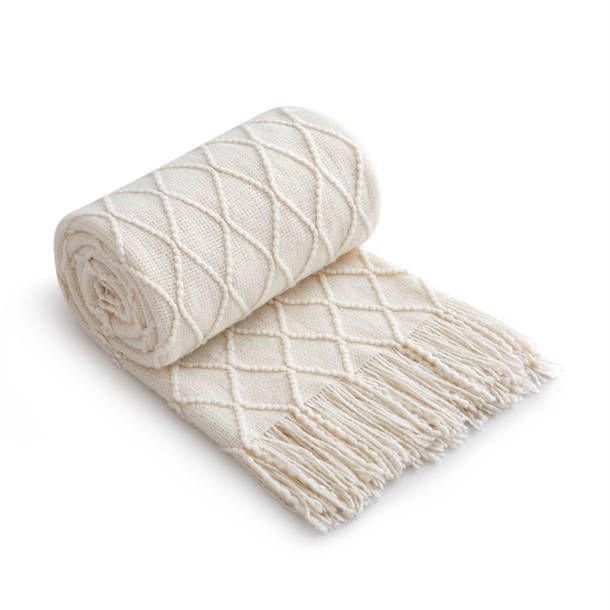 Knitted Throw Blanket with Tassels — photo 4