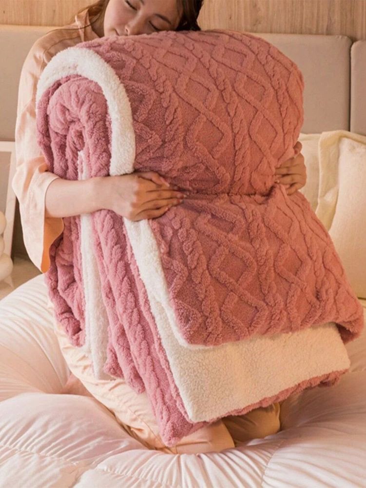 Sherpa-Lined Cable Knit Blanket