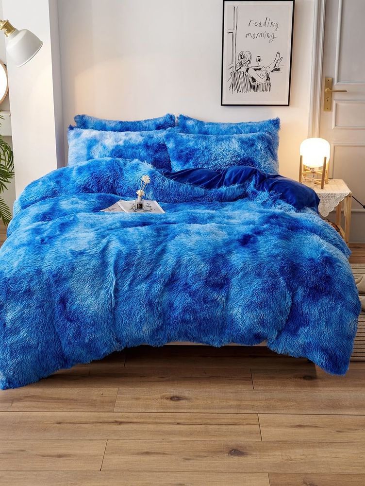 Fluffy Faux-Fur Duvet Set - Blue — photo 1